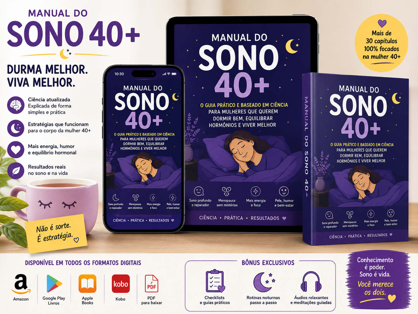 Manual do Sono 40+ em diversos dispositivos